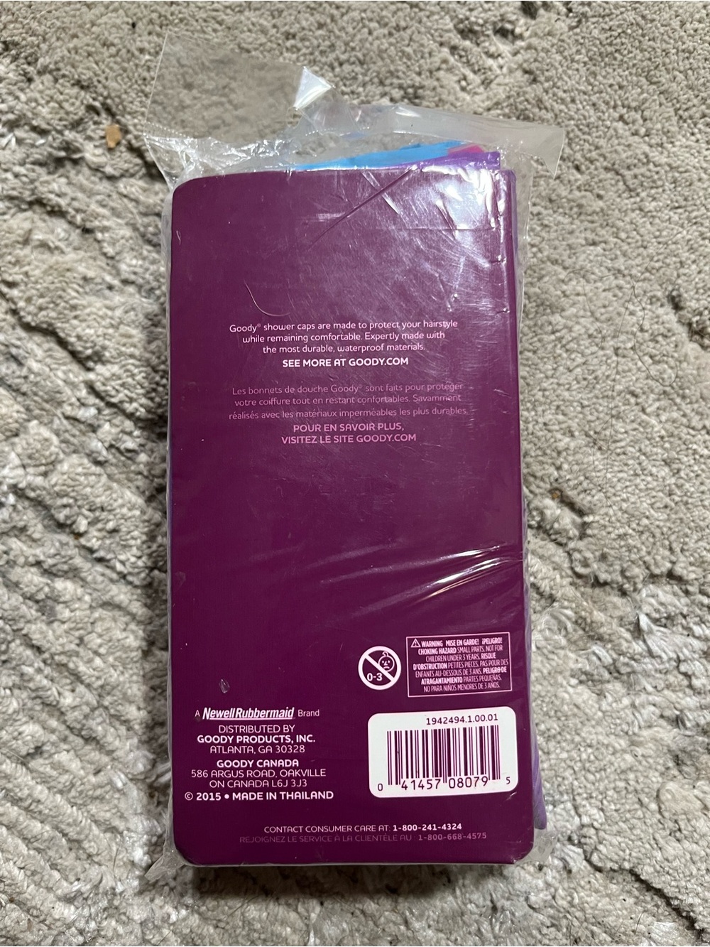 Goody Shower Caps - Purple with Pink & Aqua Trim (3 Pack) - Picture 2 of 2
